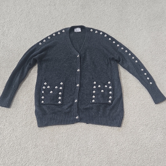 cinq a sept Sweaters - Cinq A Sept Embellished Studded Gray Cardigan Sweater Estimated M/L